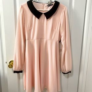 Peter Pan Collar Long Sleeve Babydoll Dress